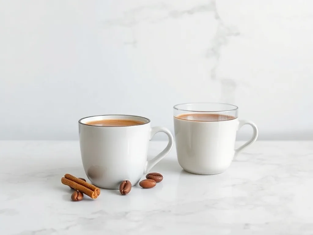 Une tasse fumante de chocolat chaud préparé avec de l'eau, surmontée d'une fine mousse, posée sur une table en bois clair