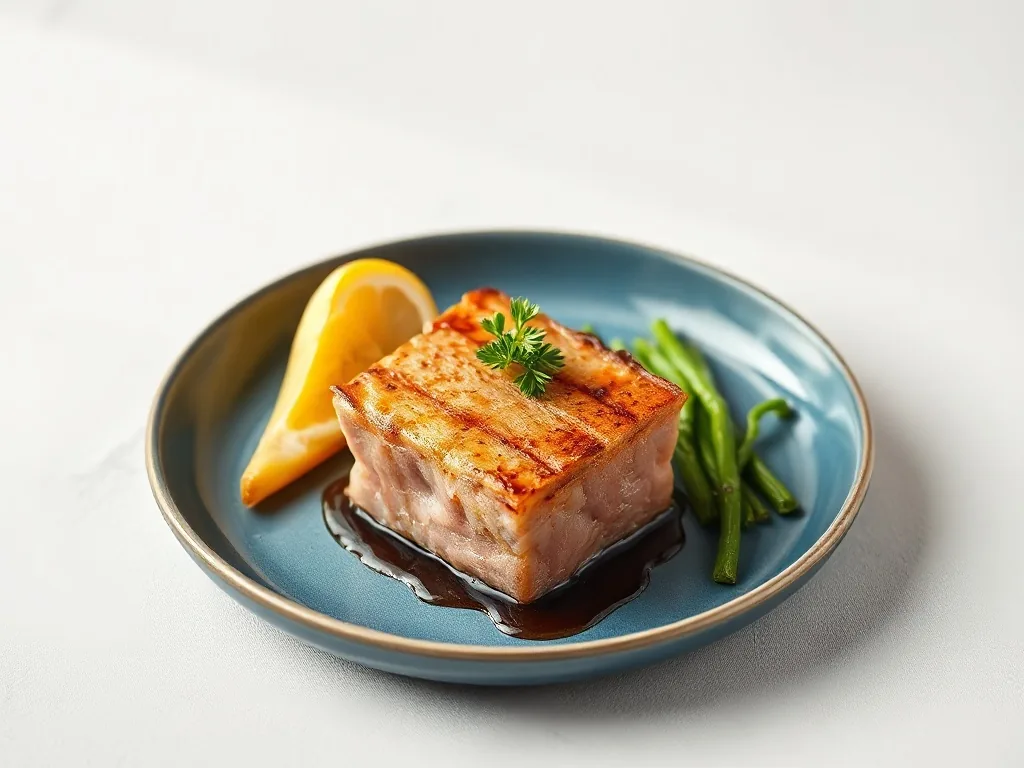 Chapon farci rôti au four, posé sur un plat, peau dorée et croustillante, entouré d'herbes aromatiques.